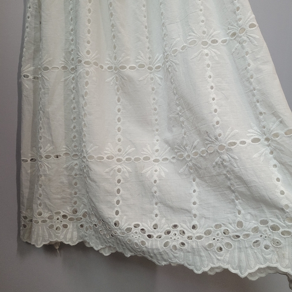 Eyelet Lace Puff Sleeve Midi Dress Cottagecore Korean Romantic White XS - Picture 10 of 13